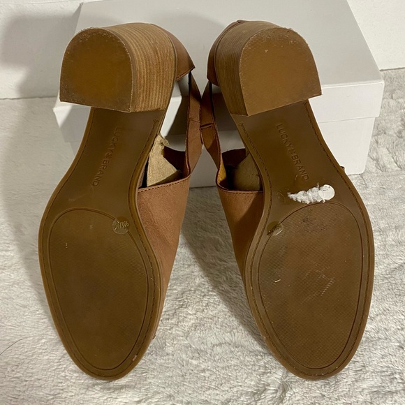 Lucky Brand Kerne Brown Leather Peep Toe Bootie Sandals Women’s Size 9M - Picture 7 of 12